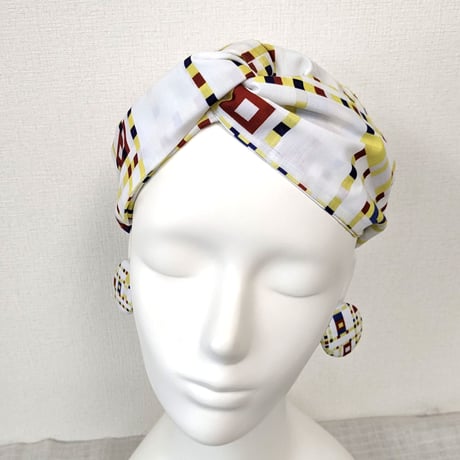 Art Series [Headband, Turban] Mondrian, Broadway Boogie-Woogie, handmade