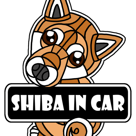 ステンドグラス風 柴犬ステッカー_ブラウン(SHIBA IN CAR)