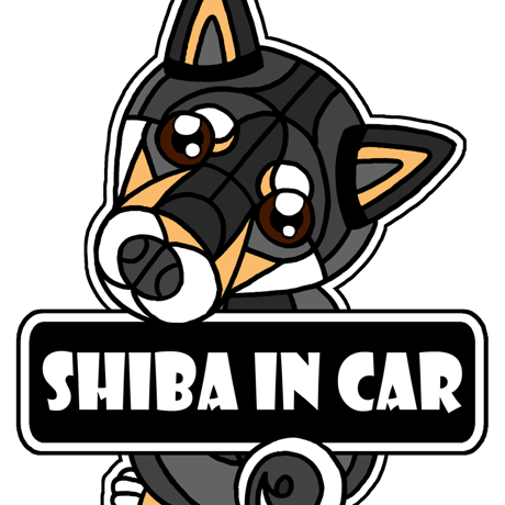 ステンドグラス風 柴犬ステッカー_ブラック(SHIBA IN CAR)