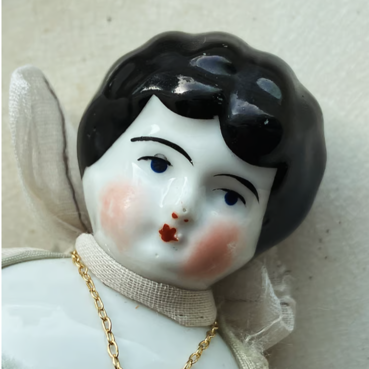 アンティークチャイナドール/藁・ドイツ・ブルーアイズ陶器 アンティークチャイナドール/藁・ドイツ・ブルーアイズ陶器