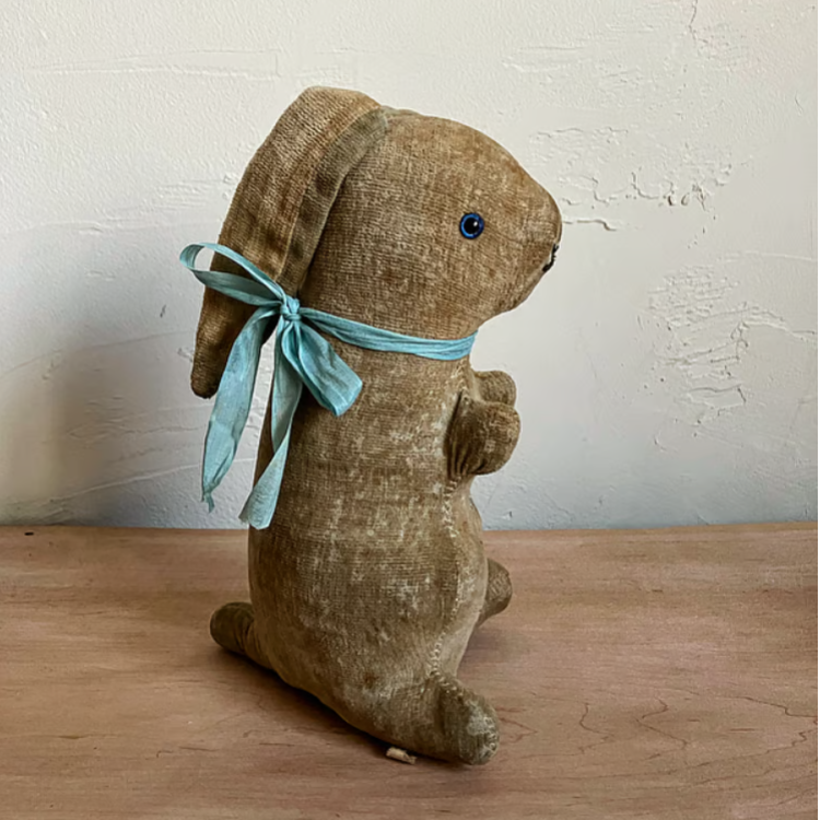 アンティーク　ウサギ人形  ベルベット 茶色　フランス アンティーク ウサギ人形 ベルベット 茶色 フランス