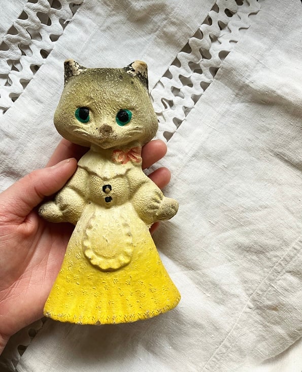 長靴を履いたネコのラバードール(青)ヴィンテージソビエト製？ソフビ