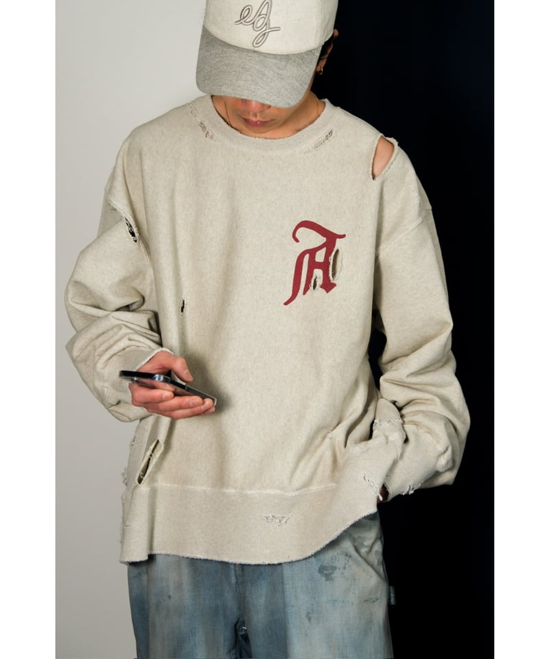 アンセルム スウェット ANCELLM / CRASH SWEAT SHIRT ANCELLM | アンセルム CRASH SWEAT SHIRT(HEATHER WHITE