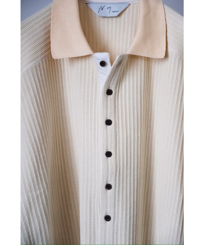 ANCELLM HENLEY RIB LS T-SHIRT （CREAM） ANCELLM HENLEY RIB LS T