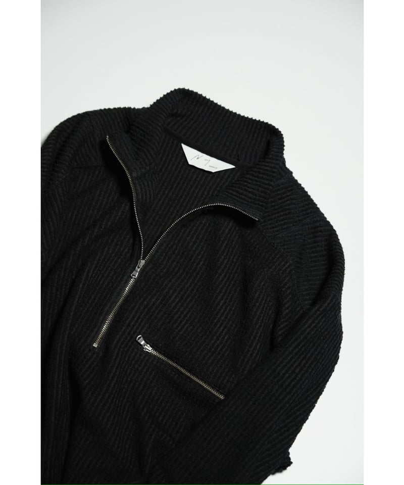 ANCELLM CUT STRIPE HALF ZIP PULL OVER SHIRT | M