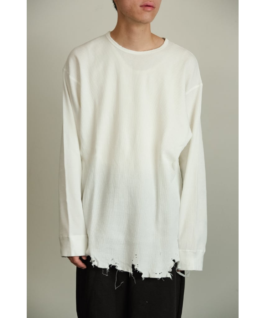 ANCELLM DAMAGE WAFFLE CREW LS T-SHIRT | MusterW