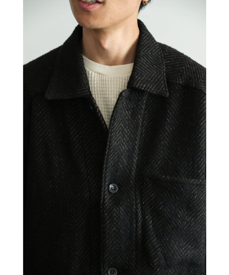 ANCELLM DAMAGE WOOL HERRINGBONE COVER ALL | Mus