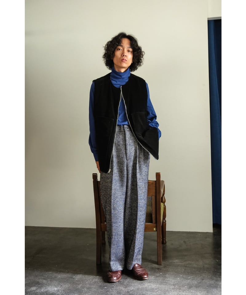 トップス pois Tweed vest BISOWN MIX TWEED×VELVETEEN ZIPUP VEST | MusterW