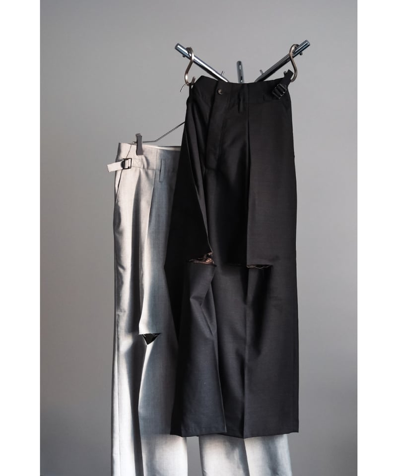 販売販売 ancellm 24ss WOOL DAMAGE WIDE SLACKS - パンツ