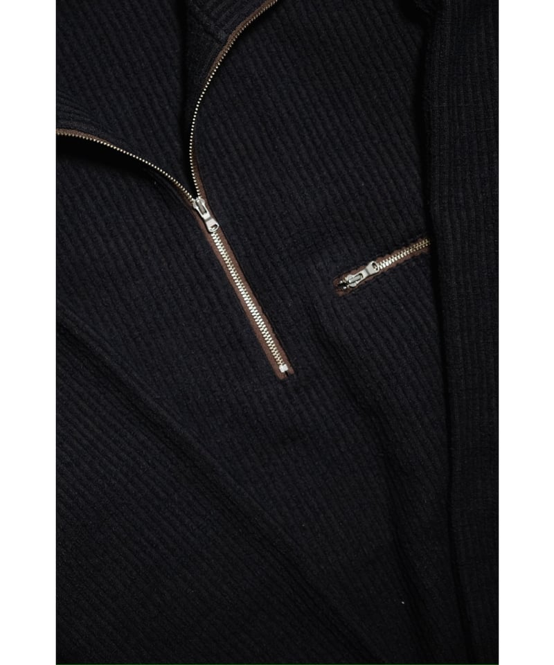 ANCELLM CUT STRIPE HALF ZIP PULL OVER SHIRT | M ANCELLM CUT STRIPE HALF ZIP PULL OVER SHIRT | M
