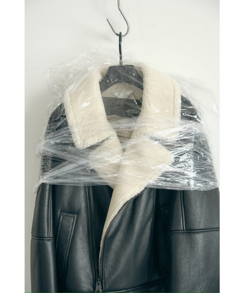 ジャケット・アウター Japanese label double name mouton jacket MOUTON DOUBLE JACKET(BLACK×BLACK)