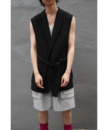POSTELEGANT WASHI PAPER WOOL REVER VEST