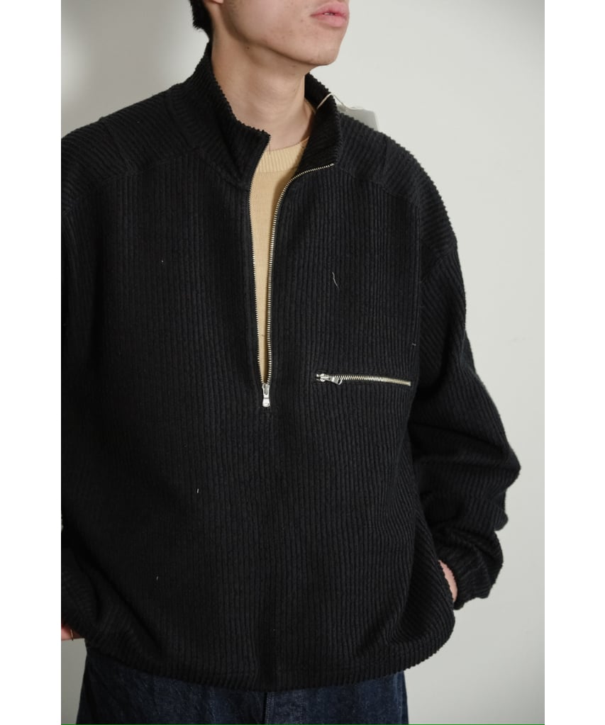ANCELLM CUT STRIPE HALF ZIP PULL OVER SHIRT | M