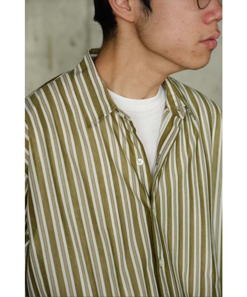 KANEMASA PHIL 46GAtmosphere Shirt カーキS KANEMASA PHIL / 46G Atmosphere Stripe L/S Shirt GREEN GRAY
