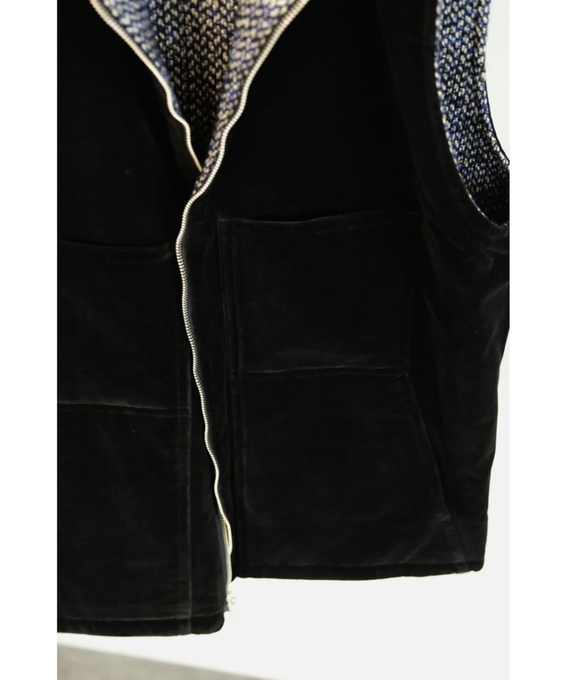 bisown MIX TWEED×VELVETEEN ZIPUP VEST