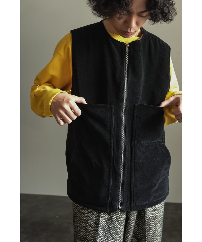 bisown MIX TWEED×VELVETEEN ZIPUP VEST