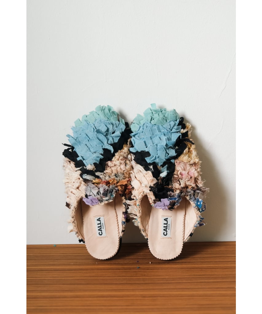 CALLA PARIS バブーシュ　サンダル CALLA paris(カーラパリ) バブーシュサンダル ピンク×ホワイト