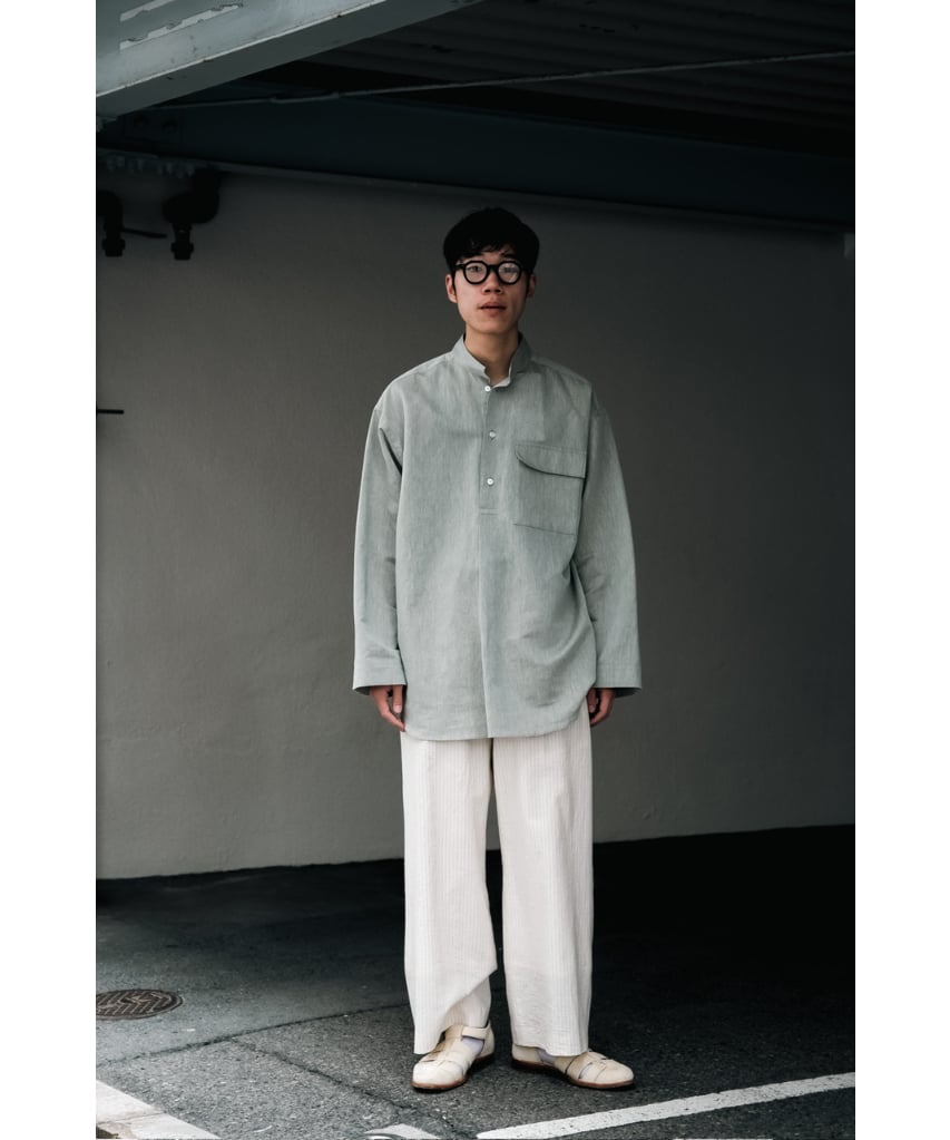 POSTELEGANT Washi Paper Cotton Pull-Over Shirt 