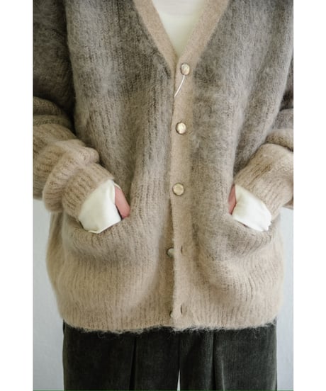 REVERBERATE MOHAIR GRADATION BORDER CARDIGAN