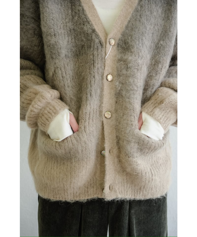 REVERBERATE MOHAIR GRADATION BORDER CARDIGAN |