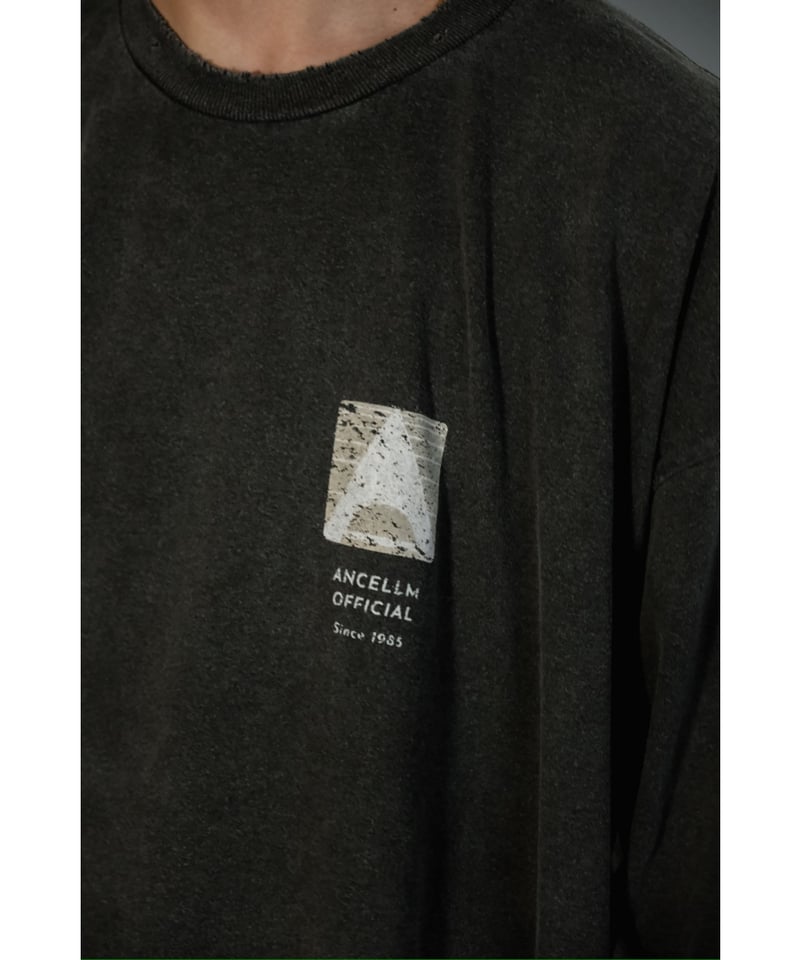 トップス ancellm LOGO LS T-SHIRT(BLACK) EMBROIDERY DYED LS T-SHIRT(BLACK) – ANCELLM