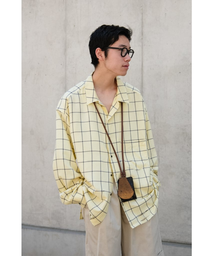24SS Ancellm RAYON CHECK CRASH LS SHIRT 