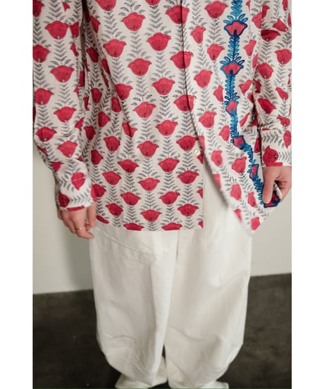 PERIOD FEATURES Block Print & Machine Embroidery Open Collar Shirts
