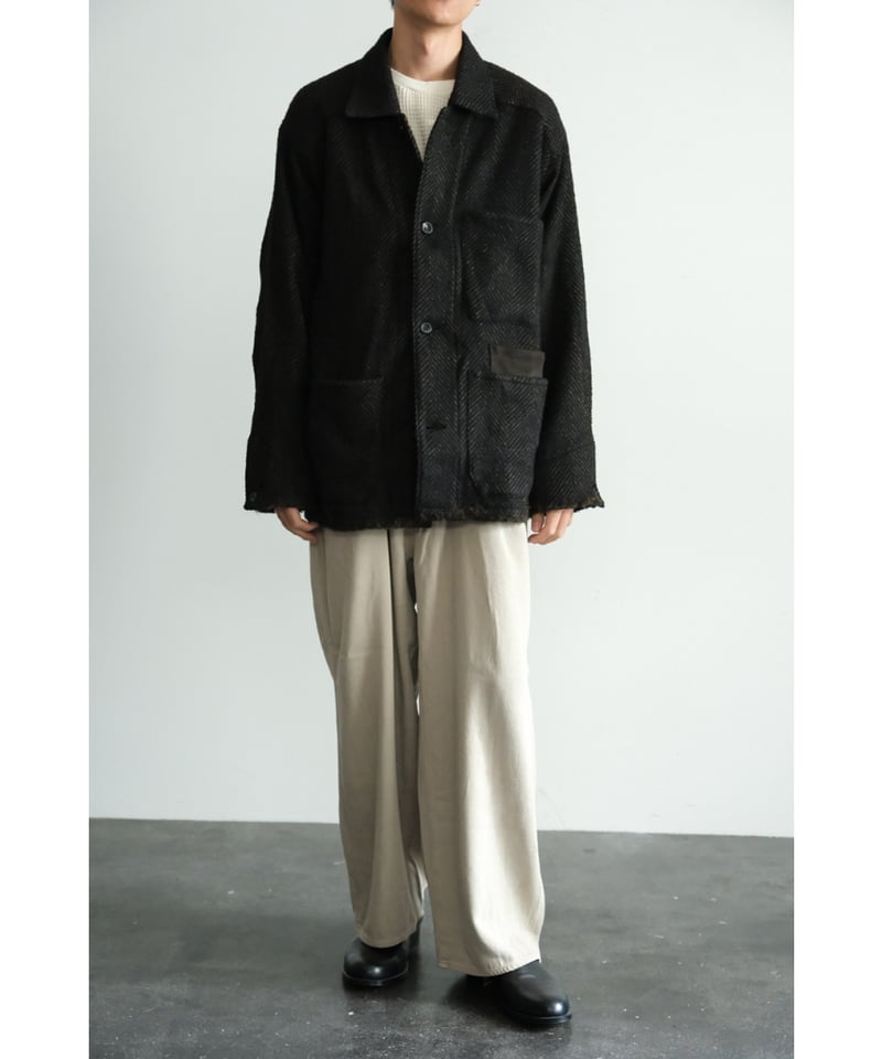 ジャケット・アウター ANCELLMDAMAGE WOOL HERRINGBONE COVER ALL DAMAGE WOOL HERRINGBONE COVER ALL(WHITE×BLACK) – ANCELLM