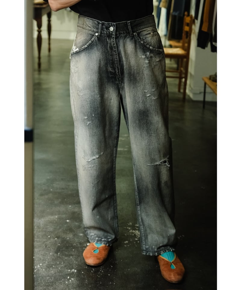 ancellm P/DAMAGE DENIM STRAIGHT 5PPANTS ancellm P/DAMAGE DENIM STRAIGHT 5PPANTS