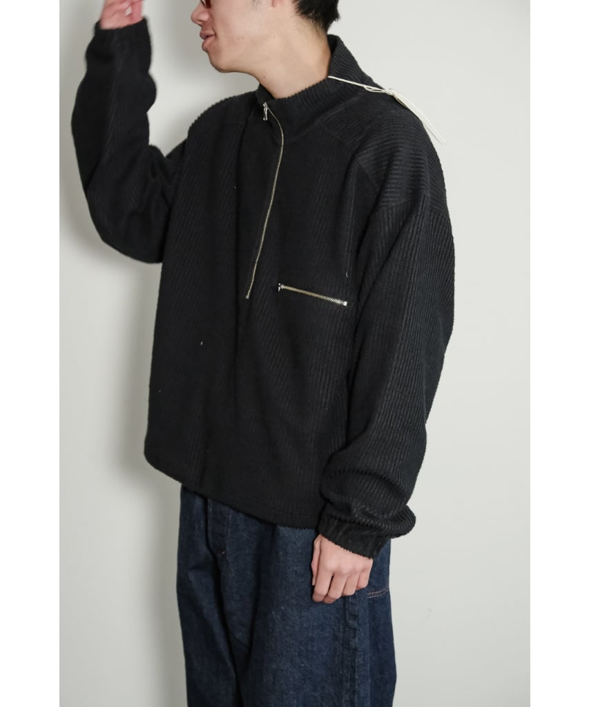 ANCELLM CUT STRIPE HALF ZIP PULL OVER SHIRT | M ANCELLM CUT STRIPE HALF ZIP PULL OVER SHIRT | M