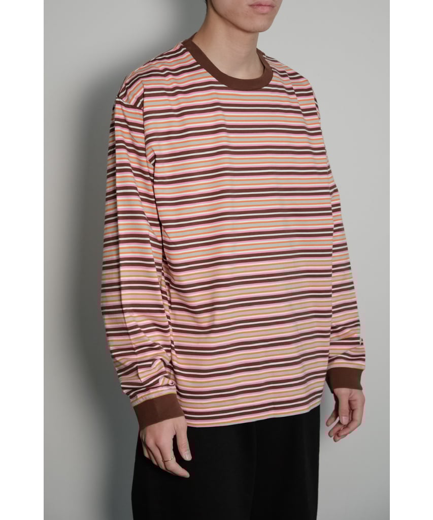 KANEMASA PHIL. 36G Multi Border L/S Tee | Muste KANEMASA PHIL. 36G Multi Border L/S Tee | Muste