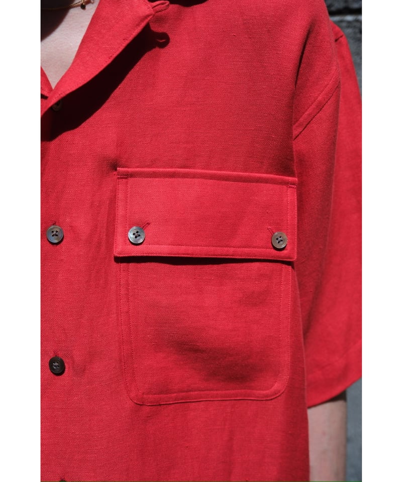 ULTERIOR L/R TWILL OPEN COLLAR SHIRT | MusterWe ULTERIOR L/R TWILL OPEN COLLAR SHIRT | MusterWe