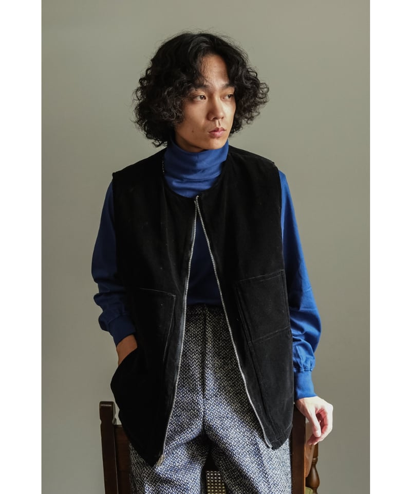 はっせBISOWN TWEED×VELVETEEN ZIPUP VEST bisown MIX TWEED×VELVETEEN ZIPUP VEST