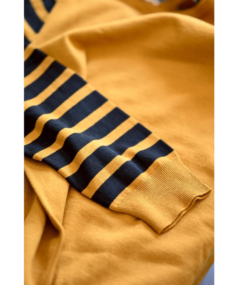 obafer COTTON CASHMERE BORDER SLEEVE SWEATER |