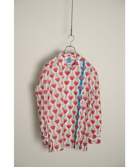PERIOD FEATURES Block Print & Machine Embroidery Open Collar Shirts