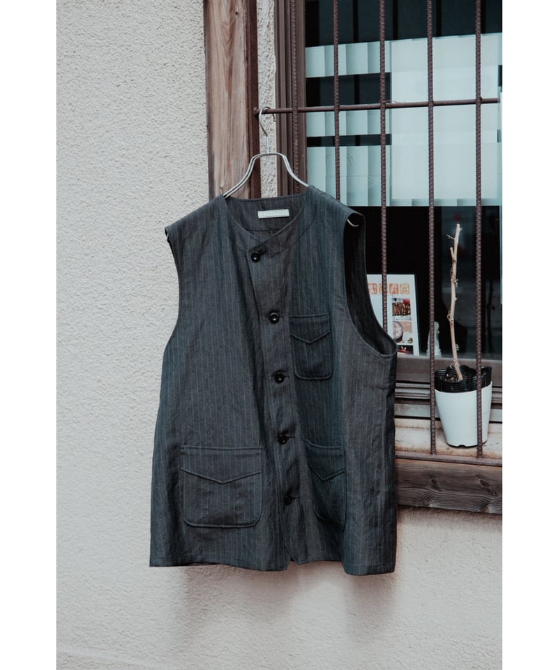 美品 ゴーシュ ザ メリーコーチマン ウール リネン ベスト コート 125P▲ Gorsch the merry coachman Bauer Waist Coat | Mu