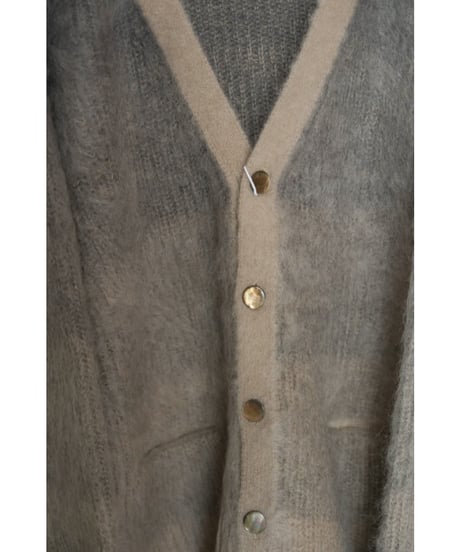 REVERBERATE MOHAIR GRADATION BORDER CARDIGAN