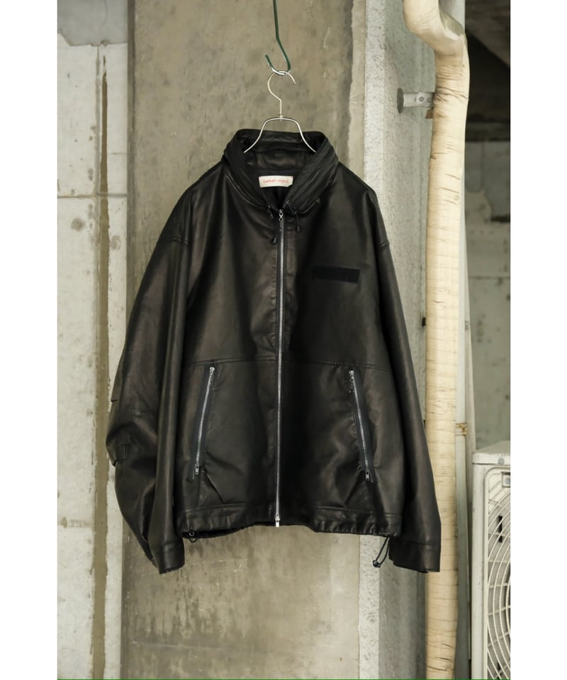 barbell object 黒 ml parkaレザージャケット ML PARKA BLACK | FUDGE UP NOTHING