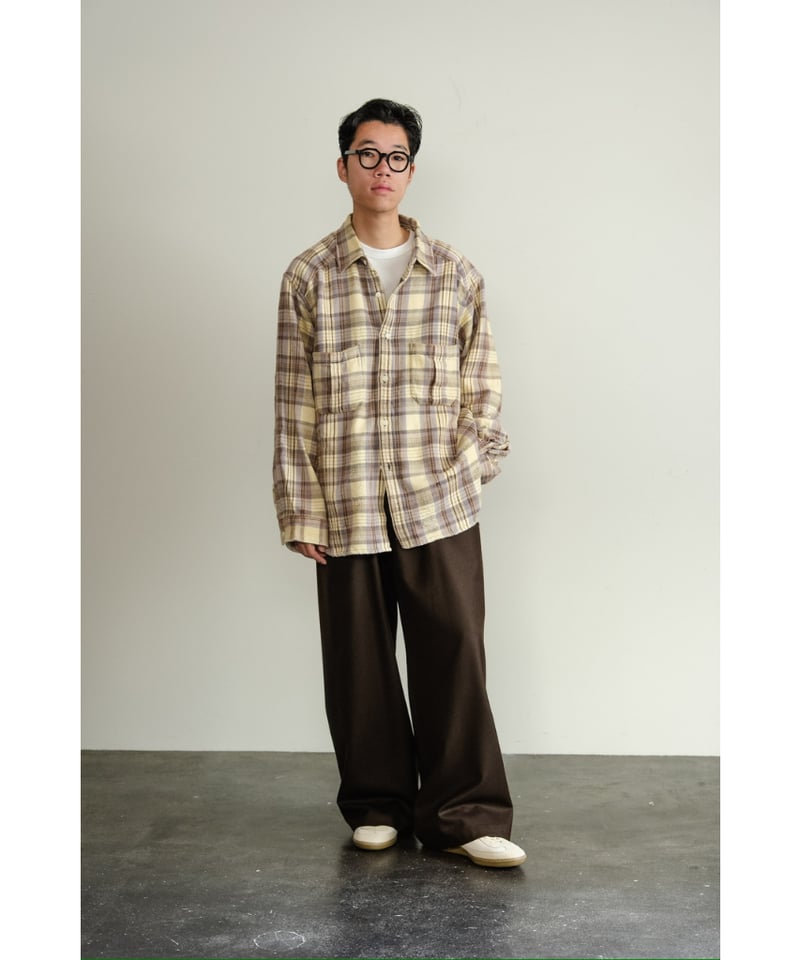 極美品　ANCELLM CHECK PULL OVER SHIRT ANCELLM - R/C CHECK PULL OVER SHIRT | RED BLACK | シャツ