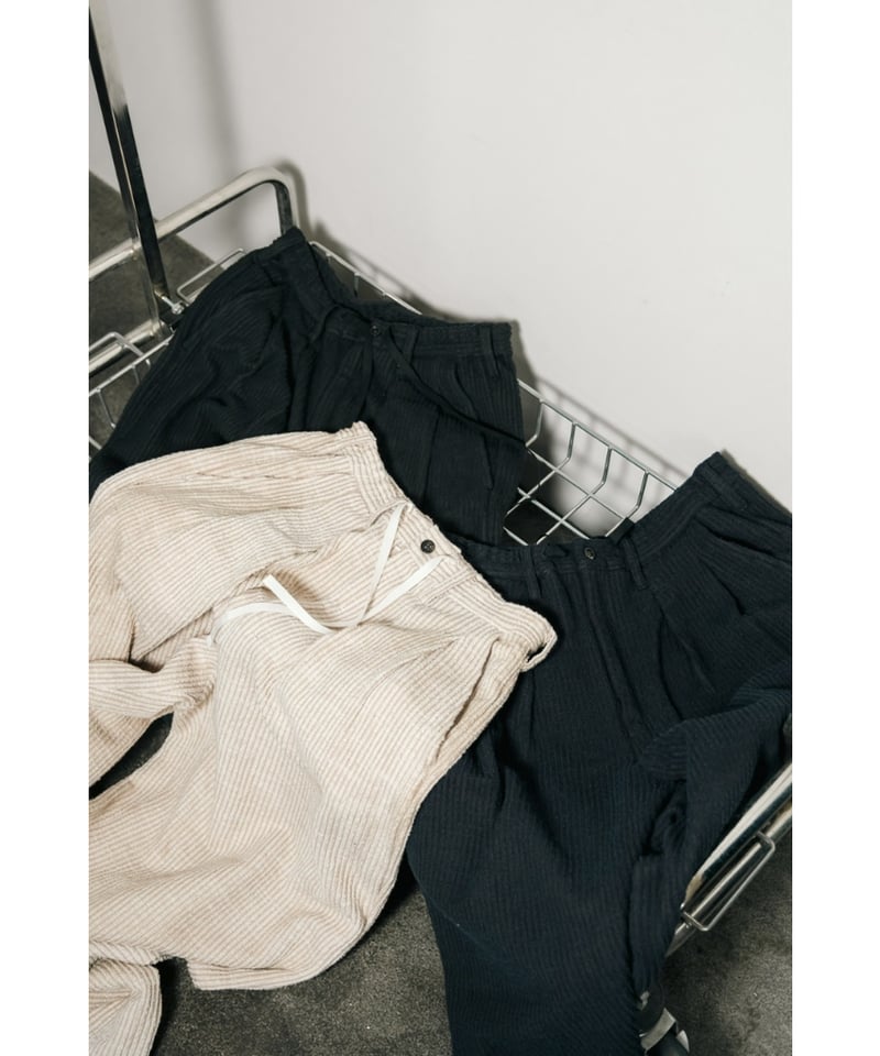 ancellm CUT STRIPE EASY SLACKS ブラック　25ss ANCELLM - CUT STRIPE EASY SLACKS | BLACK | スラックス | NapsNote