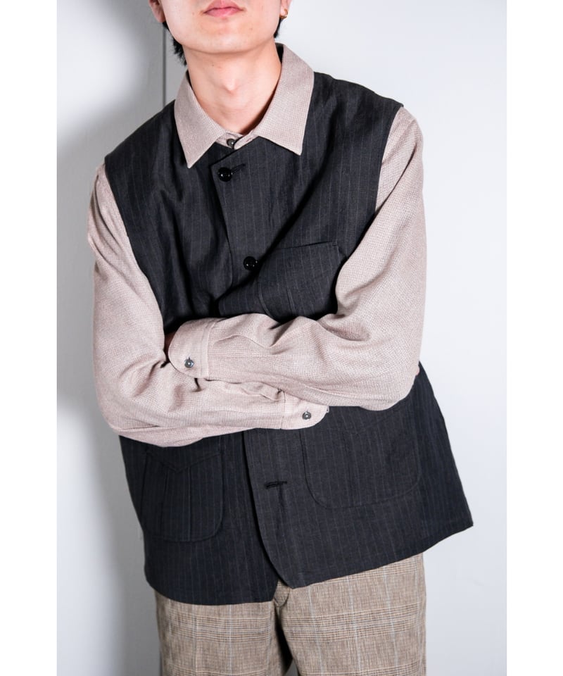 美品 ゴーシュ ザ メリーコーチマン ウール リネン ベスト コート 125P▲ Gorsch the merry coachman Bauer Waist Coat | Mu
