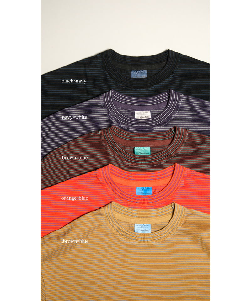 Yonetomi NEW BASIC GARMENT DYED BORDER T-SHIRT