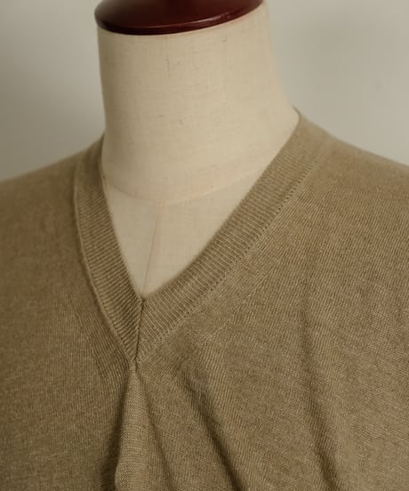 Olde H & Daughter LINEN / SILK PLAIN STITCH V NECK N/S