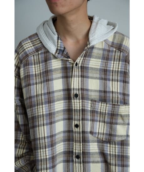 ANCELLM NEL CHECK HOODIE SHIRT