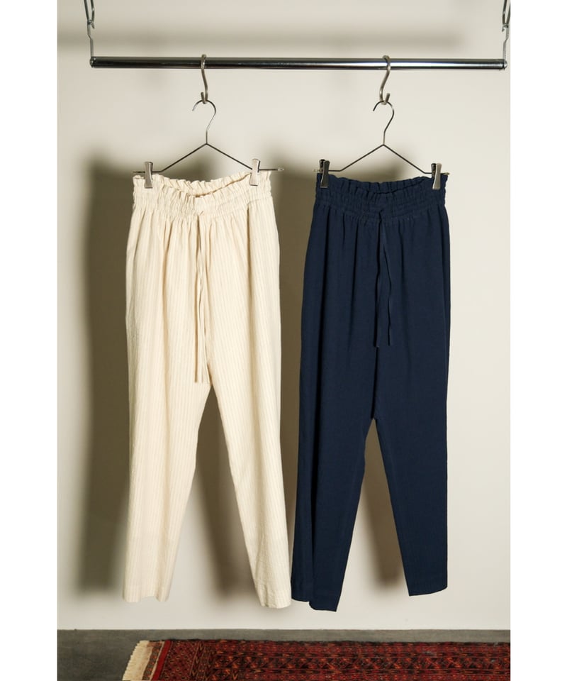 POSTELEGANT Cotton Linen Stripe Wide Trouser |