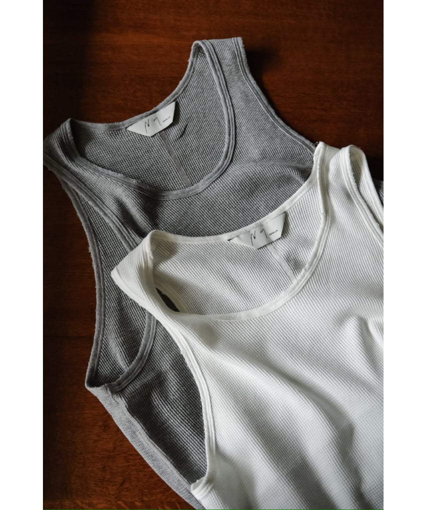 ANCELLM DAMAGE WAFFLE TANK TOP | MusterWerk Sud. ANCELLM DAMAGE WAFFLE TANK TOP | MusterWerk Sud.