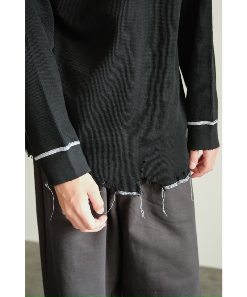 【ANCELLM】DAMAGE WAFFLE CREW ANCELLM/アンセルム/DAMAGE WAFFLE CREW LS T | GARDEN