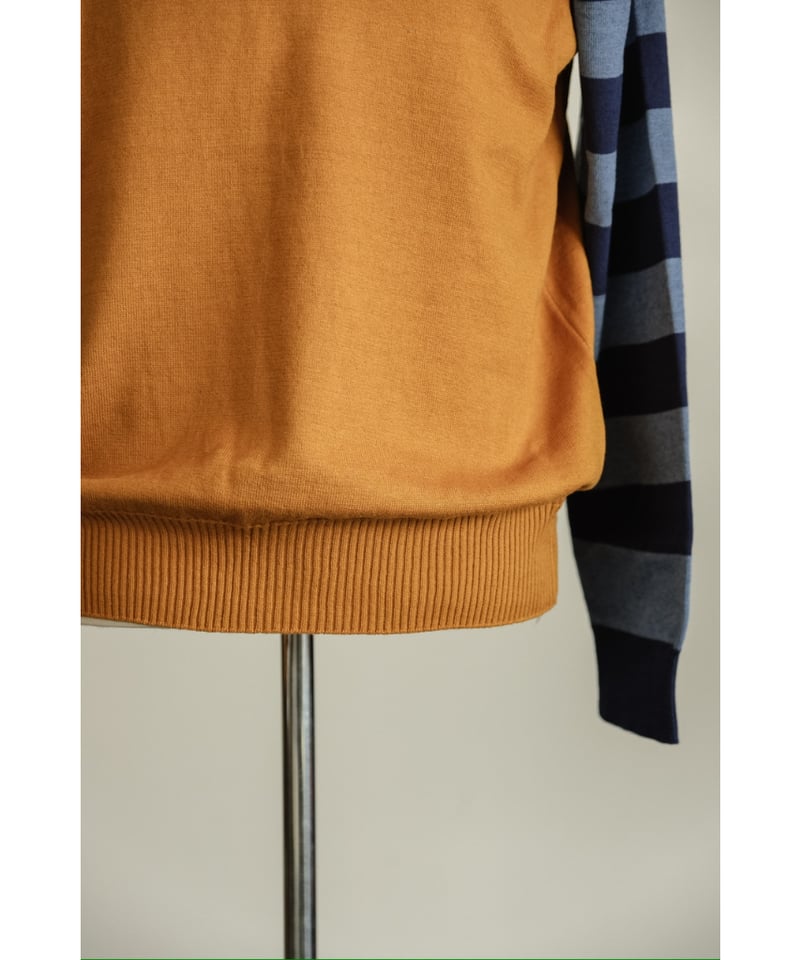 obafer COTTON CASHMERE BORDER SLEEVE SWEATER | 