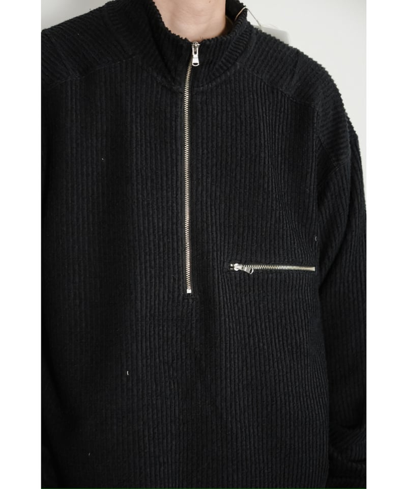 ANCELLM CUT STRIPE HALF ZIP PULL OVER SHIRT | M