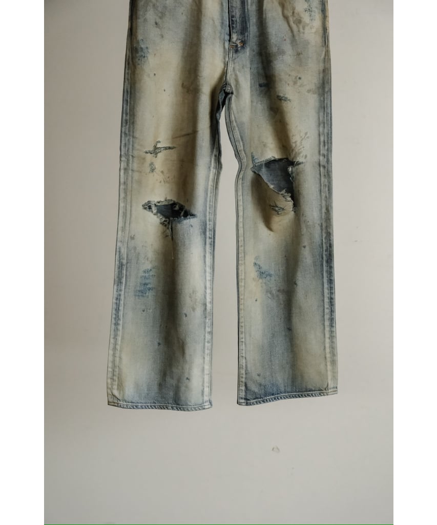 ANCELLM CRASH MIDDLE STRAIGHT 5P DENIM PANTS |